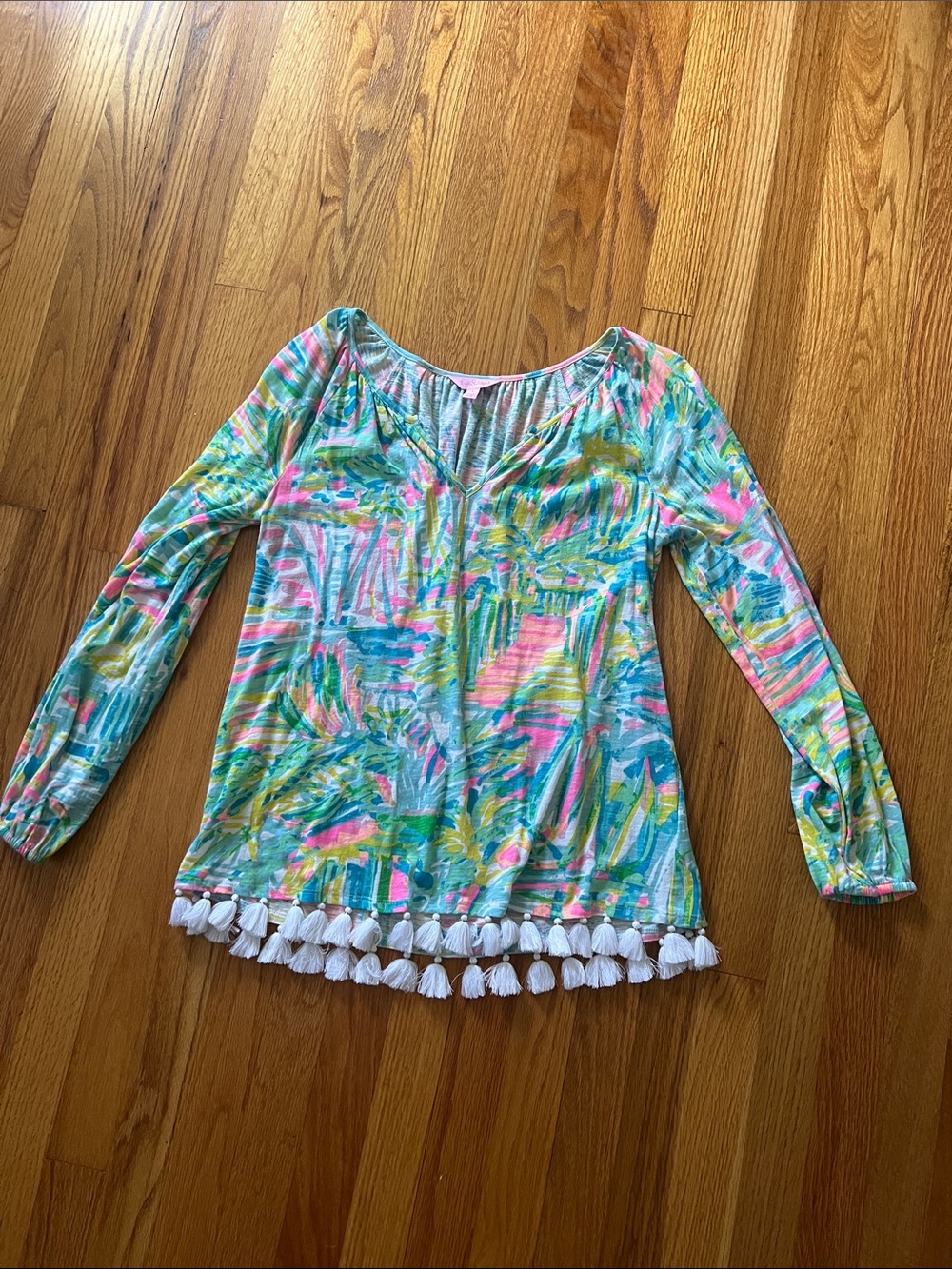 Lilly Pulitzer Multicolor Tassel-Hem Long Sleeve Top